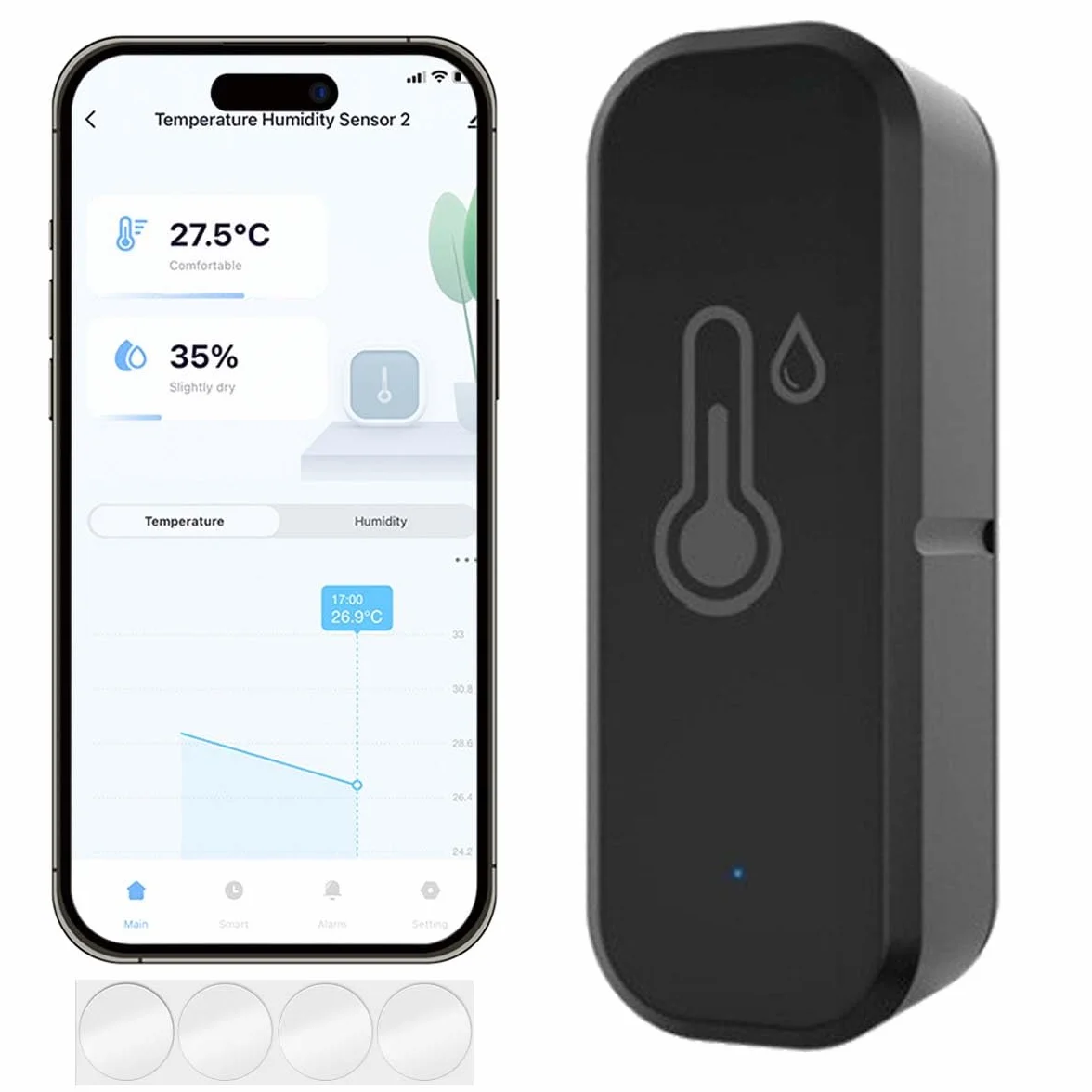 Termómetro Higrómetro Inteligente WiFi Sensor de Temperatura y Humedad con Alertas por Aplicación