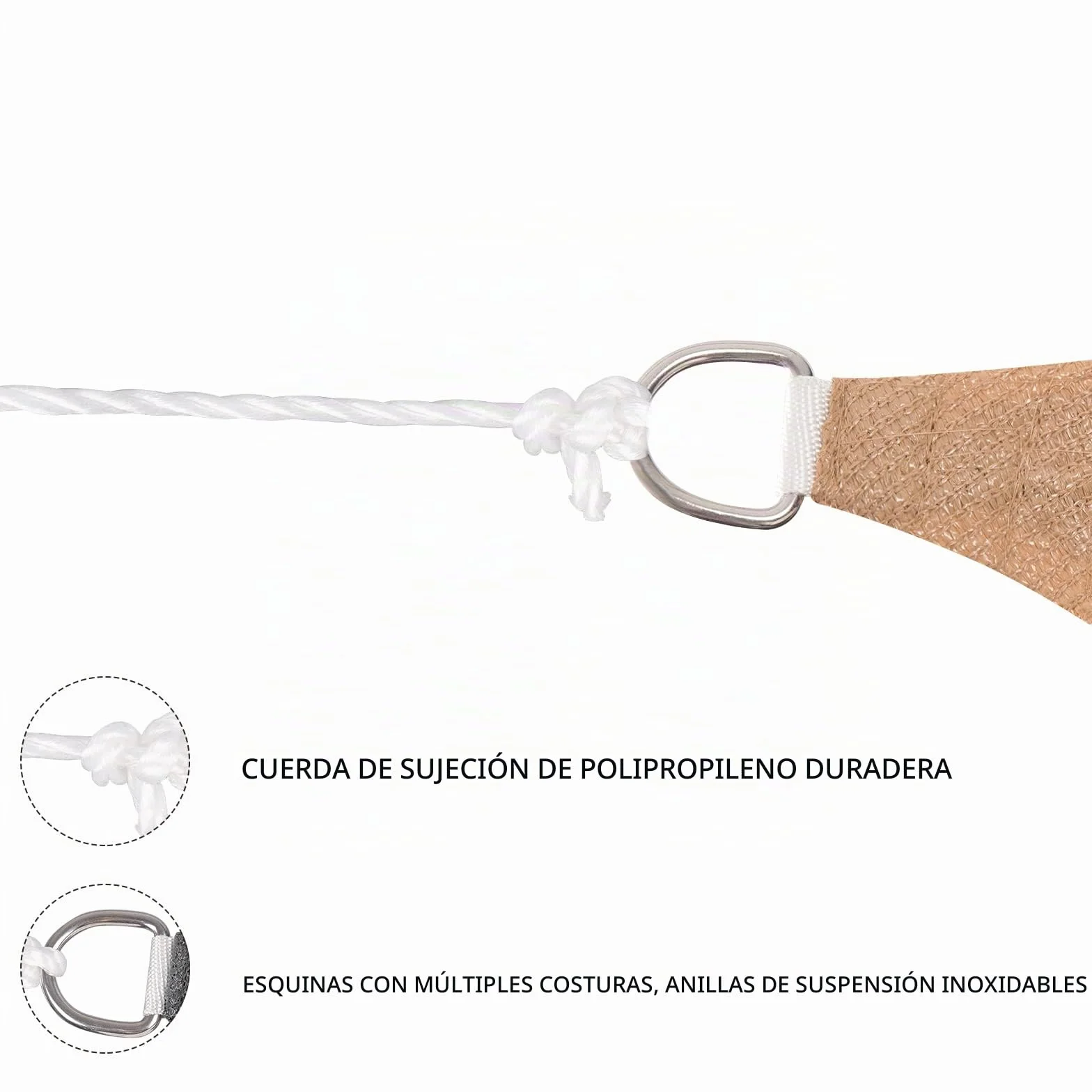 WOLTU Toldo Vela de Sombra Cuadrado 4x4 m HDPE Transpirable Anti Rayos UV Solar protección 85% Resistente Jardín Patio Exteriores Arena