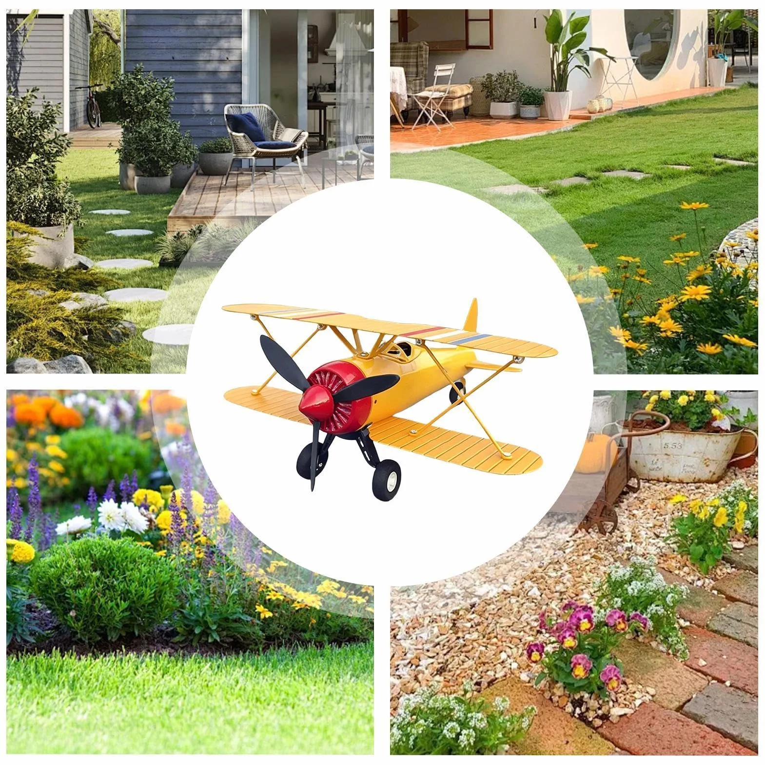 Veleta en Forma de Avión, Herramienta Metálica Medidora Viento Giratorio para Jardín