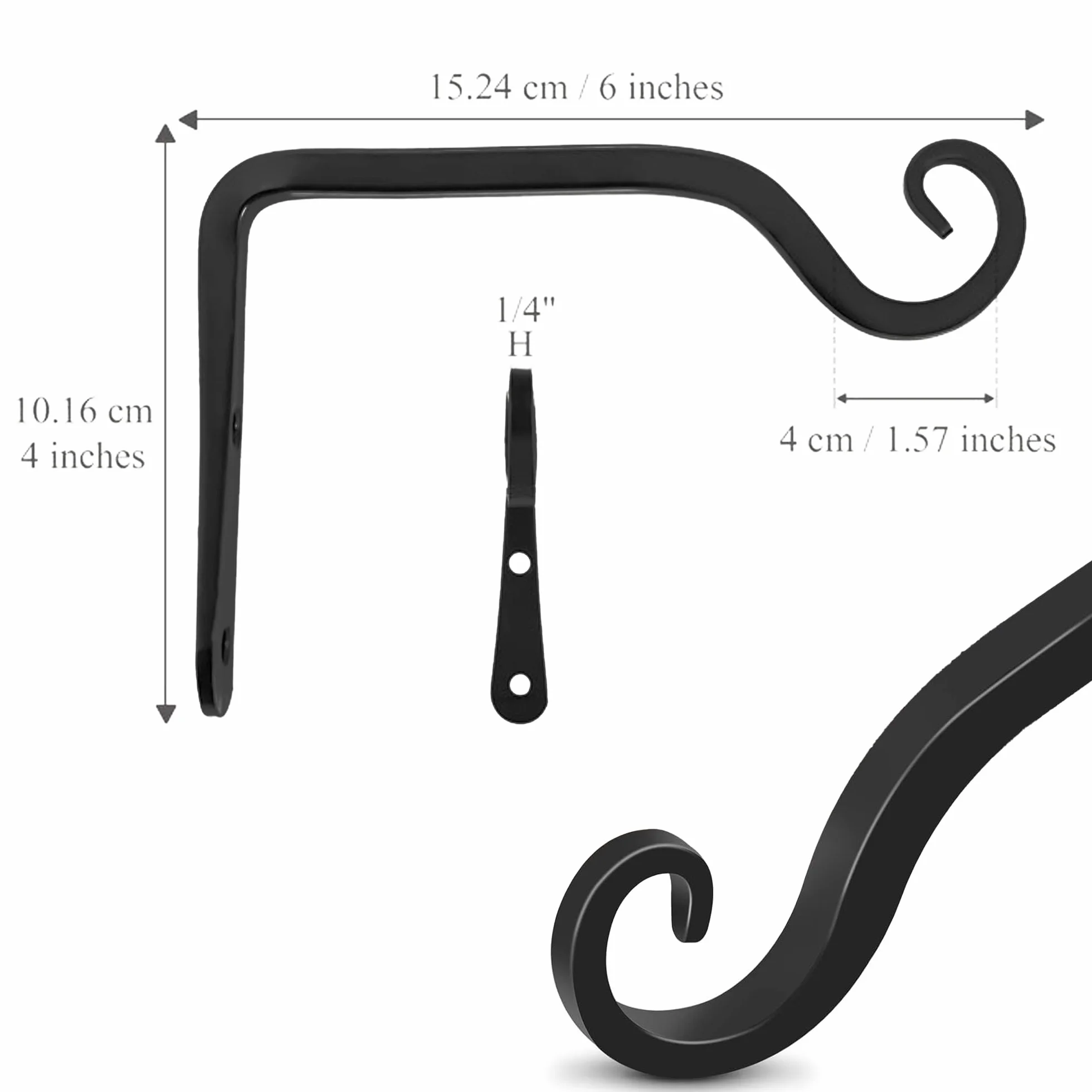 KIMHOME 2 ganchos de pared de hierro soporte para plantas colgantes exterior negro