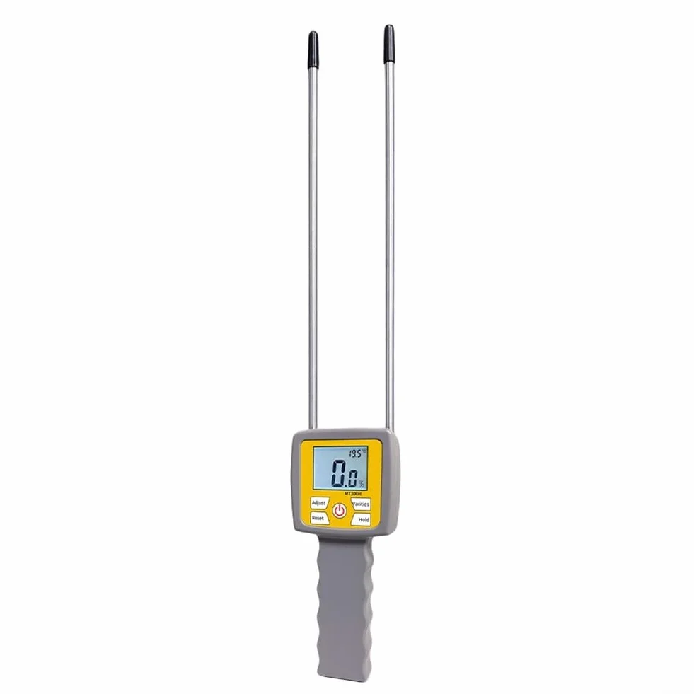 Medidor de humedad digital con sondas duales, rango de -80% para salvado de paja de heno de hierba, analizador portátil de forraje y probador de humedad del suelo, pantalla LCD retroiluminada