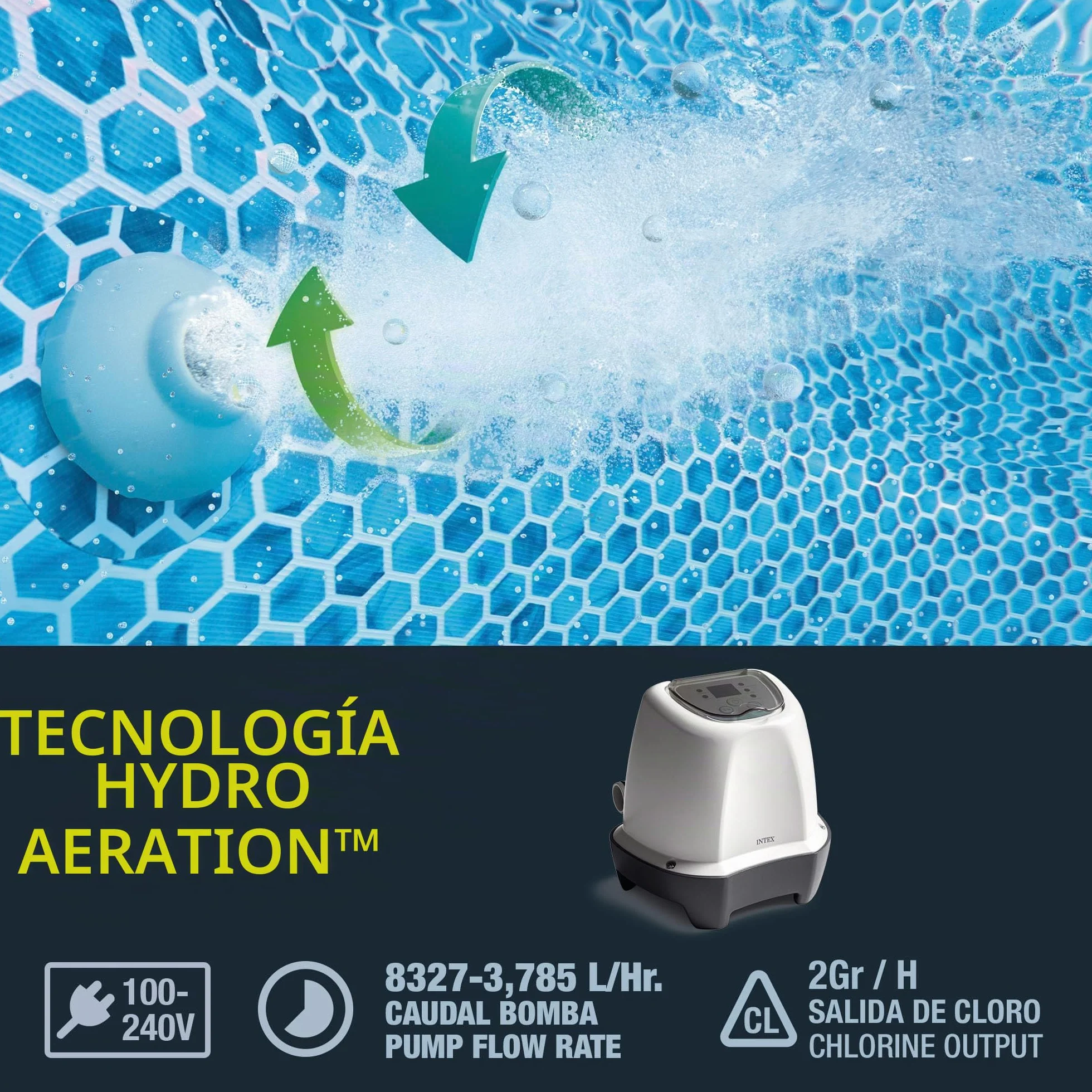 Intex 55250 Clorador salino Sistema de cloración salina para Piscinas Desmontables