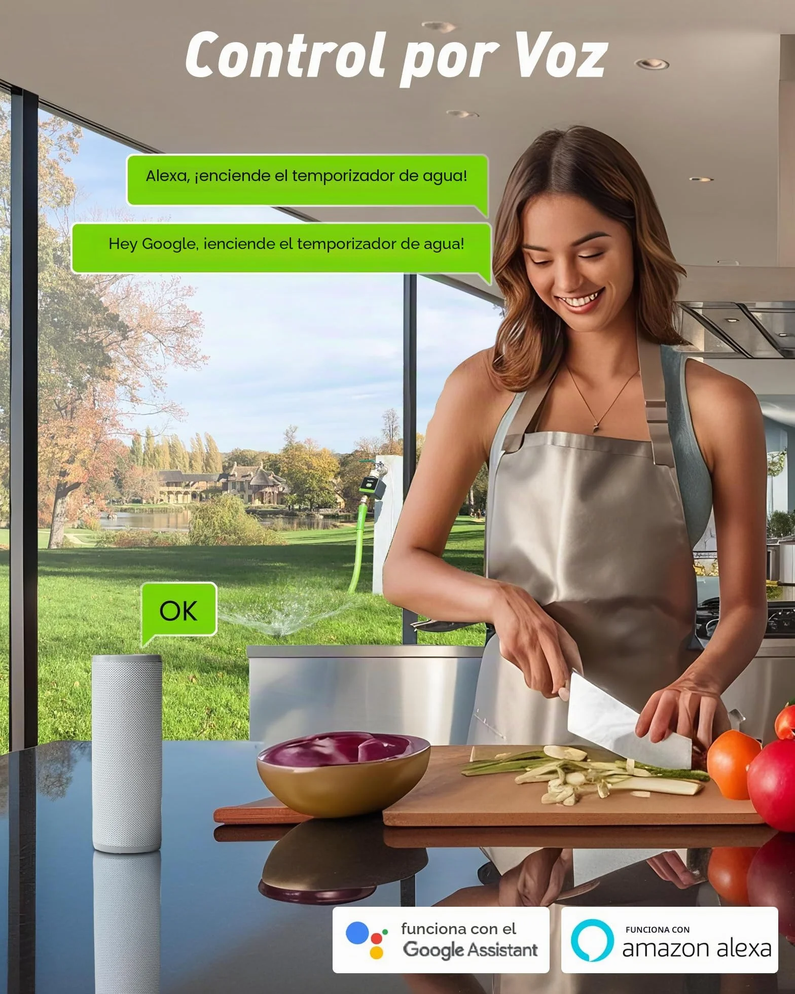 RAINPOINT Programador Riego WiFi, Temporizador de Riego Inteligente con Entrada y Salida de Latón y Gateway 100m