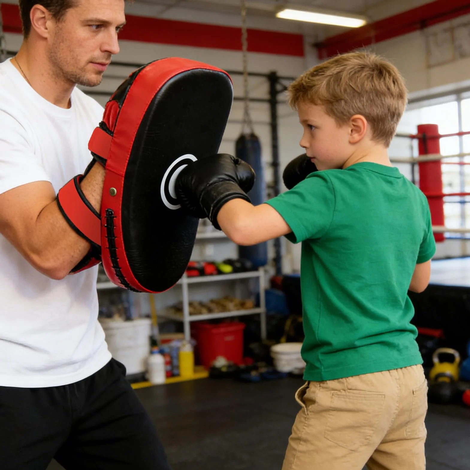 Almohadillas de Boxeo de Cuero PU para Entrenamiento de Patadas Curvas Kickboxing Niños Adultos