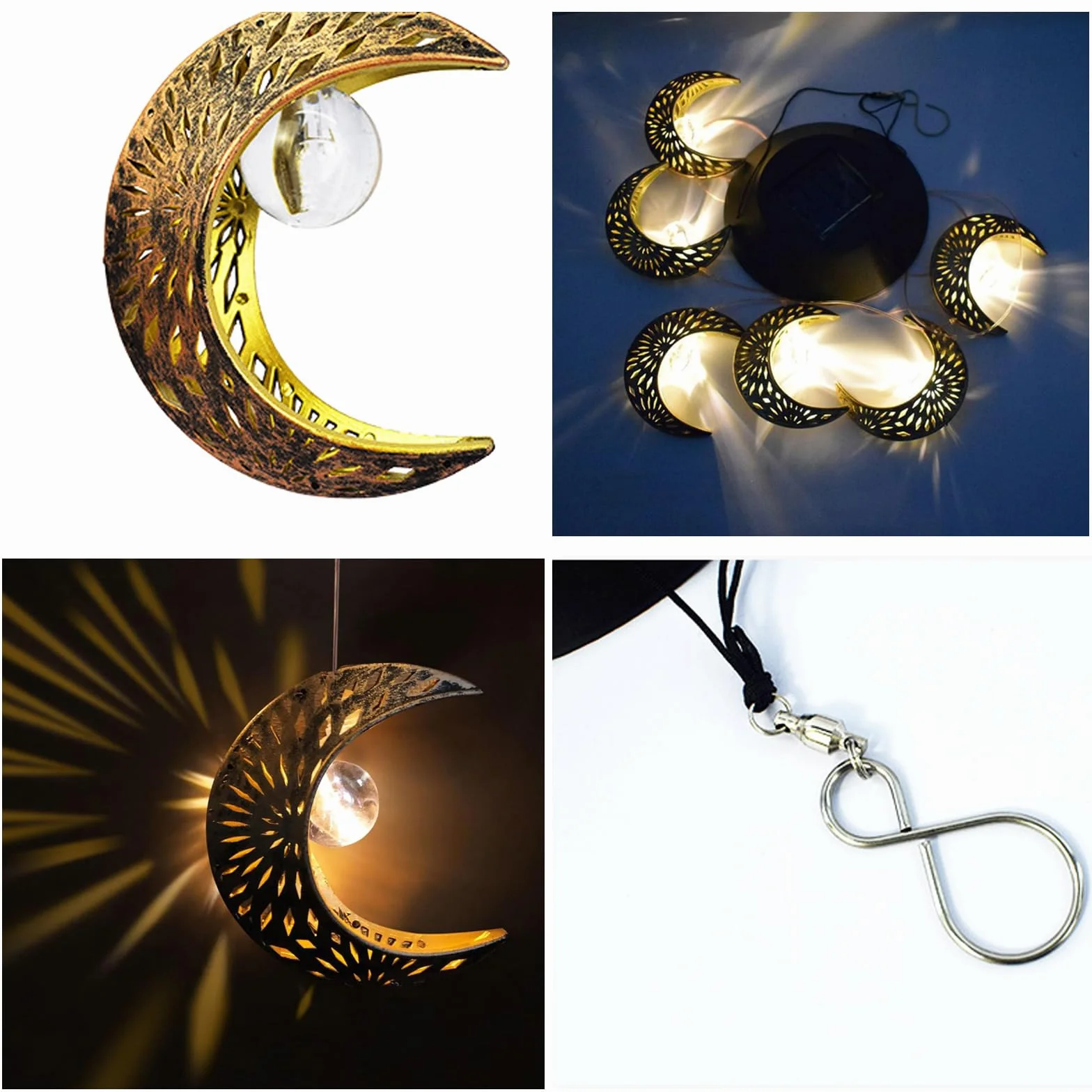 ZVO Campanas de Viento Solares con Estrella, Luces LED Cálido Impermeable para Jardín