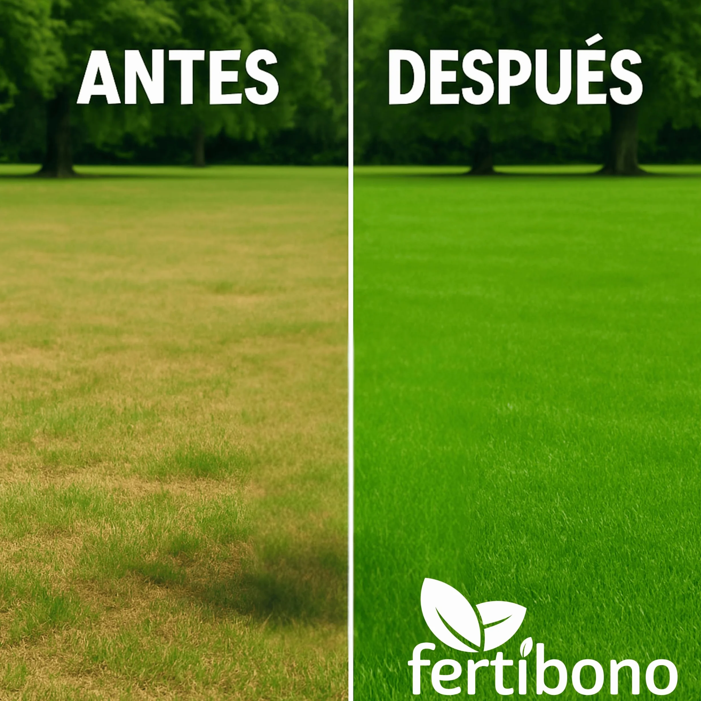 FERTIBONO Abono Césped 2 kg NPK Magnesio Hierro Manganeso Revitaliza Césped Amarillo 80 m²