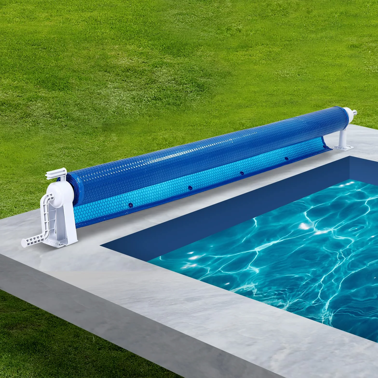 UISEBRT Sistema de enrollado para piscina 1,05 m – 6,15 m enrollador de láminas con cintas de fijación