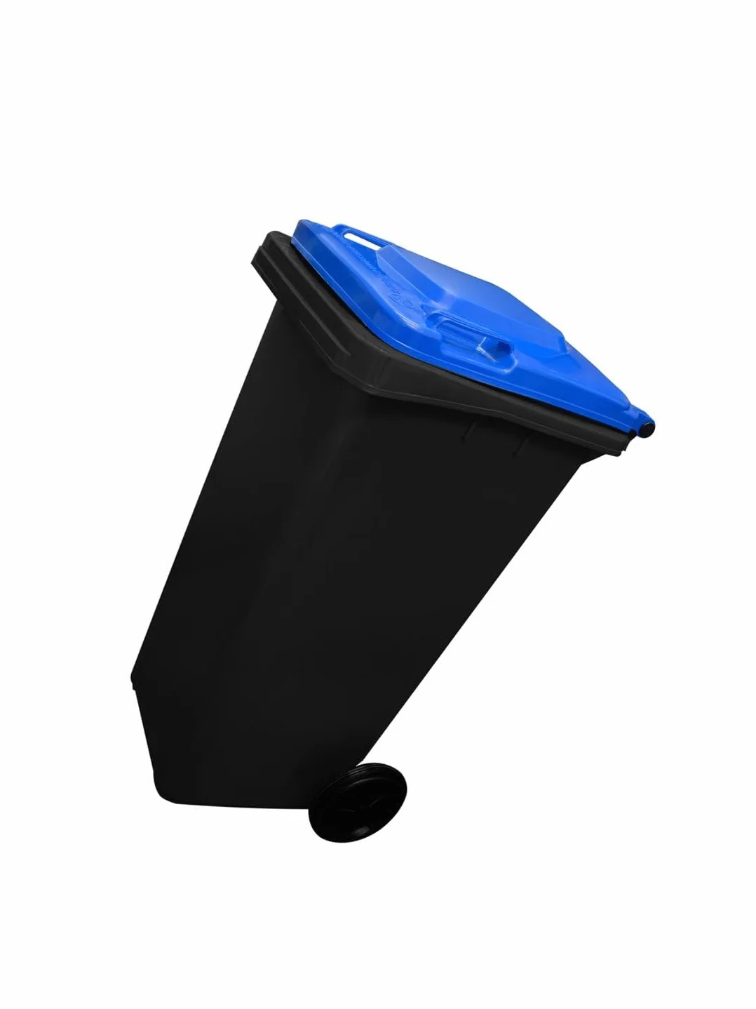 Ecodiseño Jardín Contenedor Basura Reciclable 120L 2 Ruedas Tapa Azul