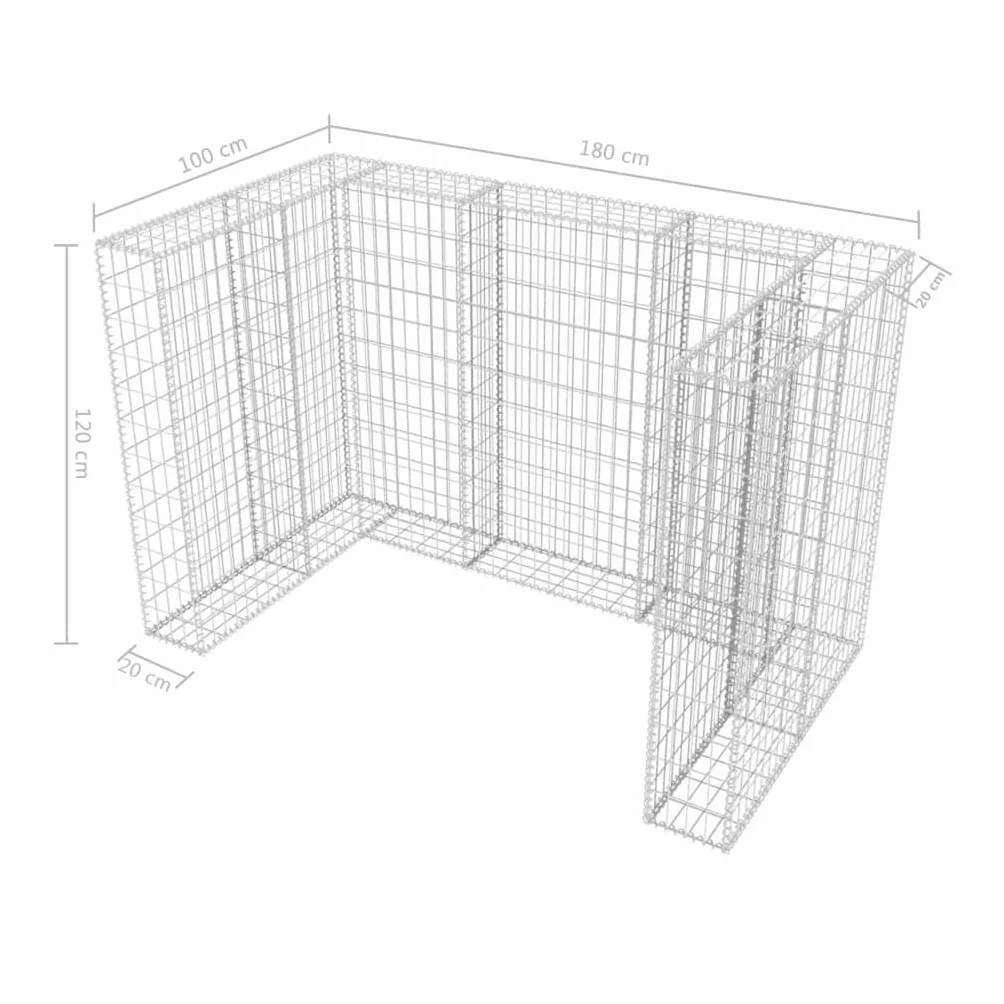 VidaXL Cesta Muro Gaviones Malla Metálica 180x100x120 cm