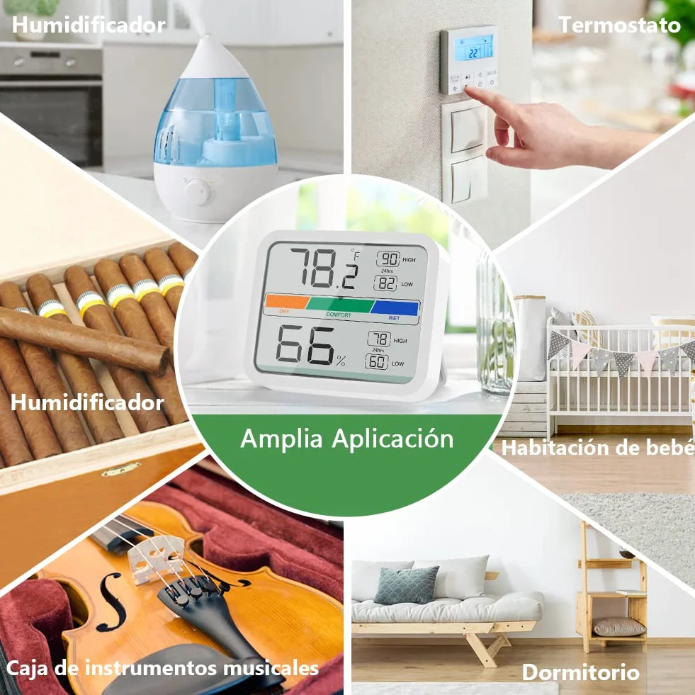LIORQUE Termómetro Higrómetro Digital Interior Medidor Temperatura Humedad Registro Máximo Mínimo 2 Piezas