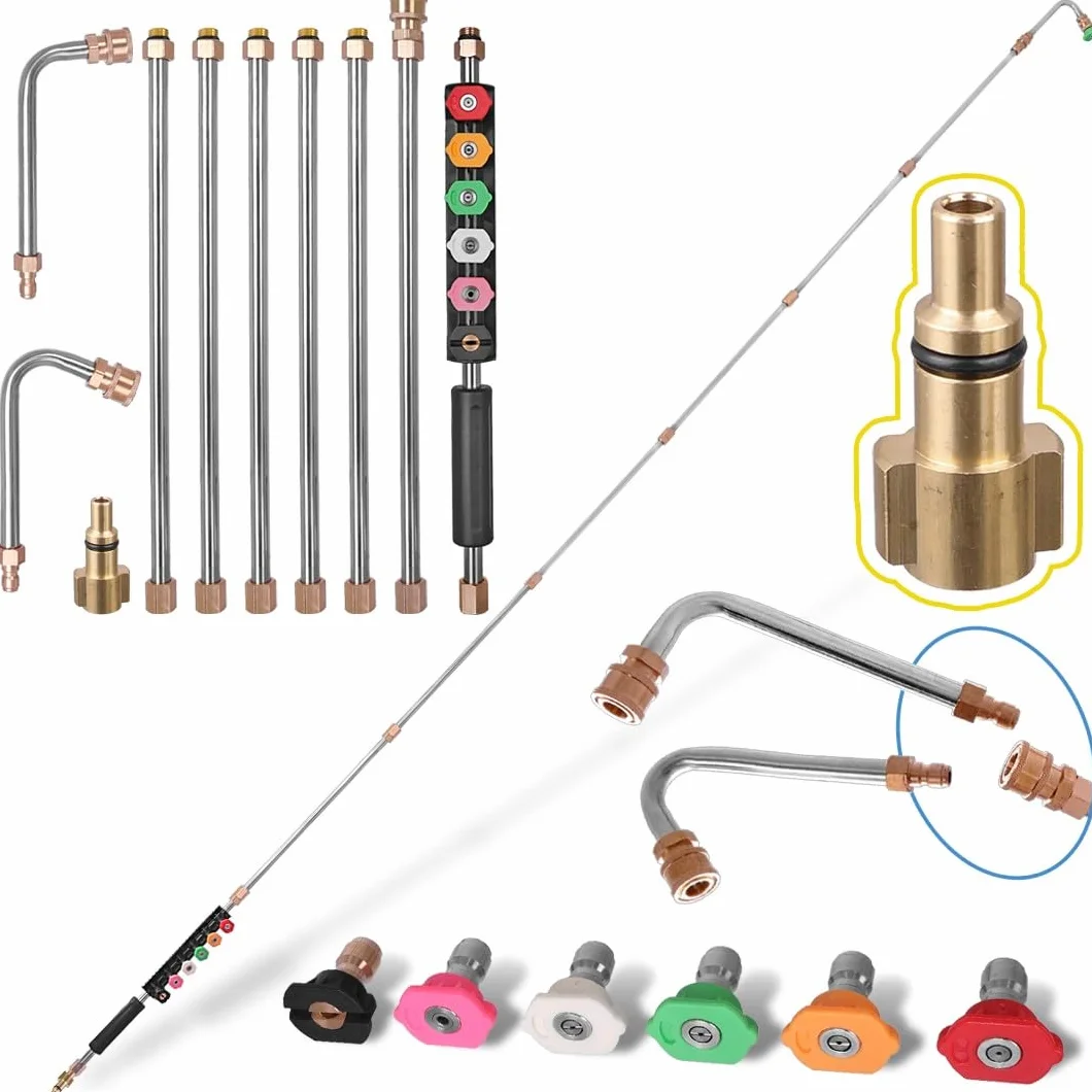 TC Technic - Lanza telescópica compatible con limpiador de alta presión Parkside/LAVOR – 280 cm modular – Kit de lanzas angulares de acoplamiento rápido, conexión bayoneta, 160 bar – Accesorios para