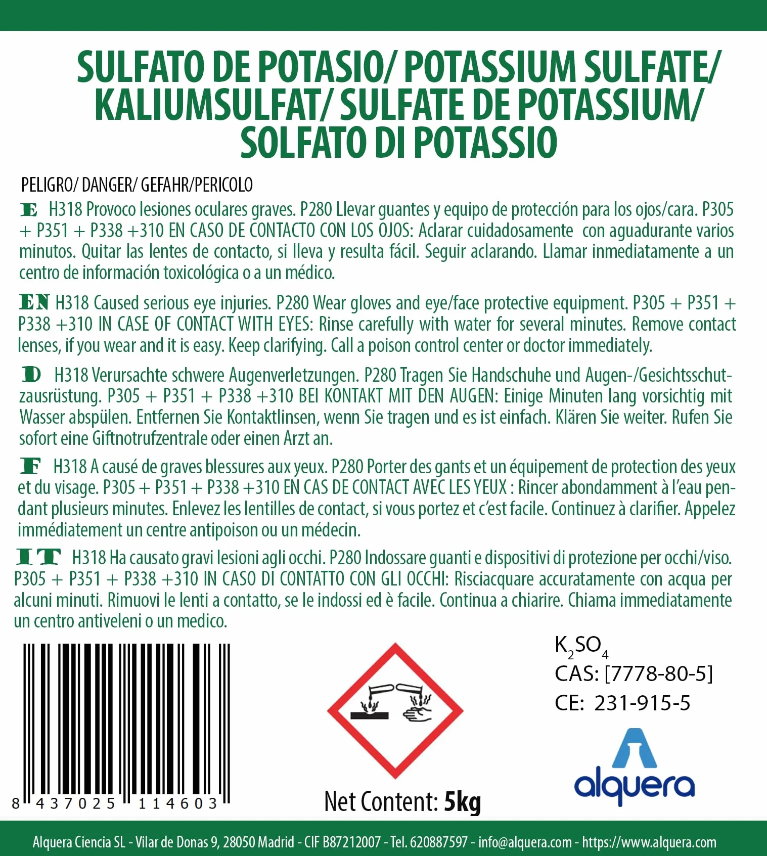 Sulfato de Potasio 5kg