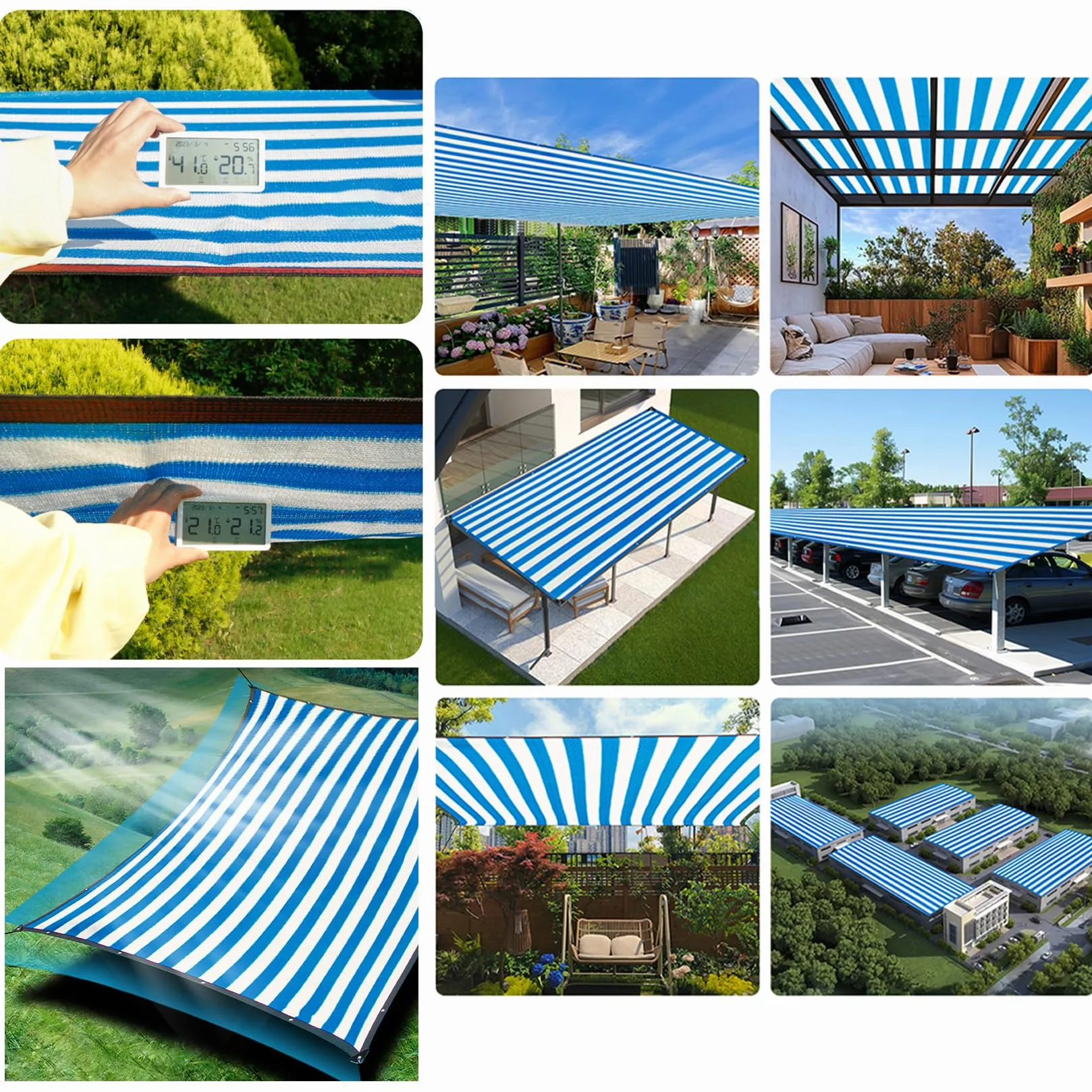 Malla de sombra resistente a los rayos UV con ojales, 1 x 9 m, malla para invernadero, patio y terraza, protección solar para espacios al aire libre