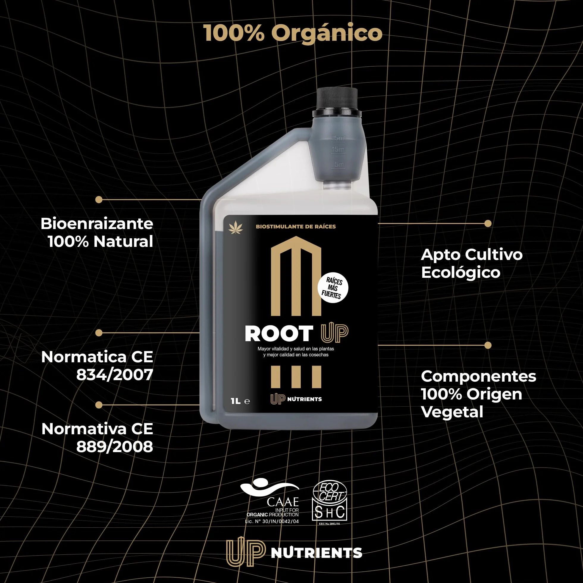 UP NUTRIENTS Bio Estimulador de Raíces ROOT UP 1 L Fertilizante Radicular Enraizante Orgánico
