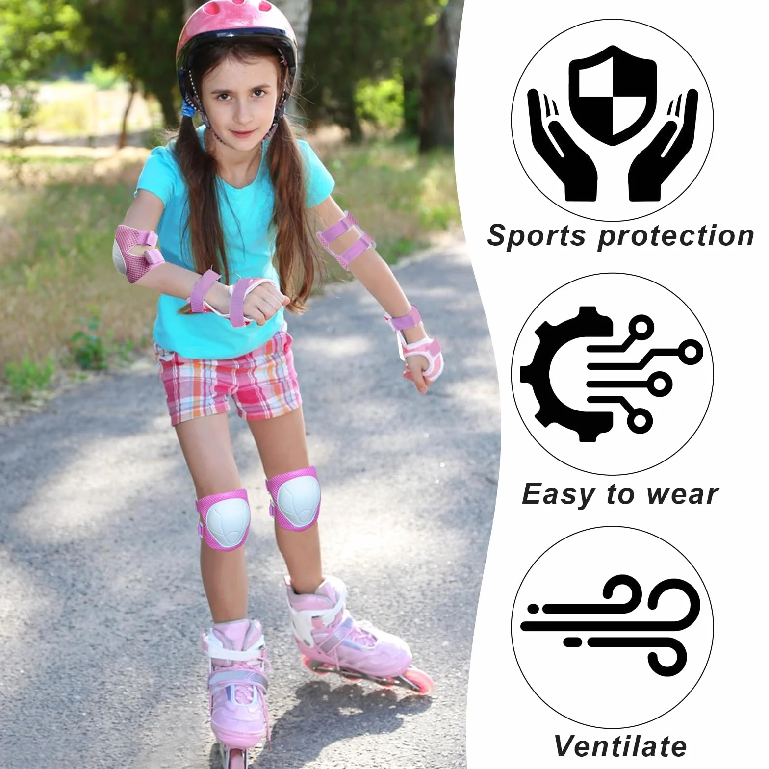 Rodilleras Niño 6 en 1 Protectores Patinaje Infantil Ajustables Coderas Muñequeras