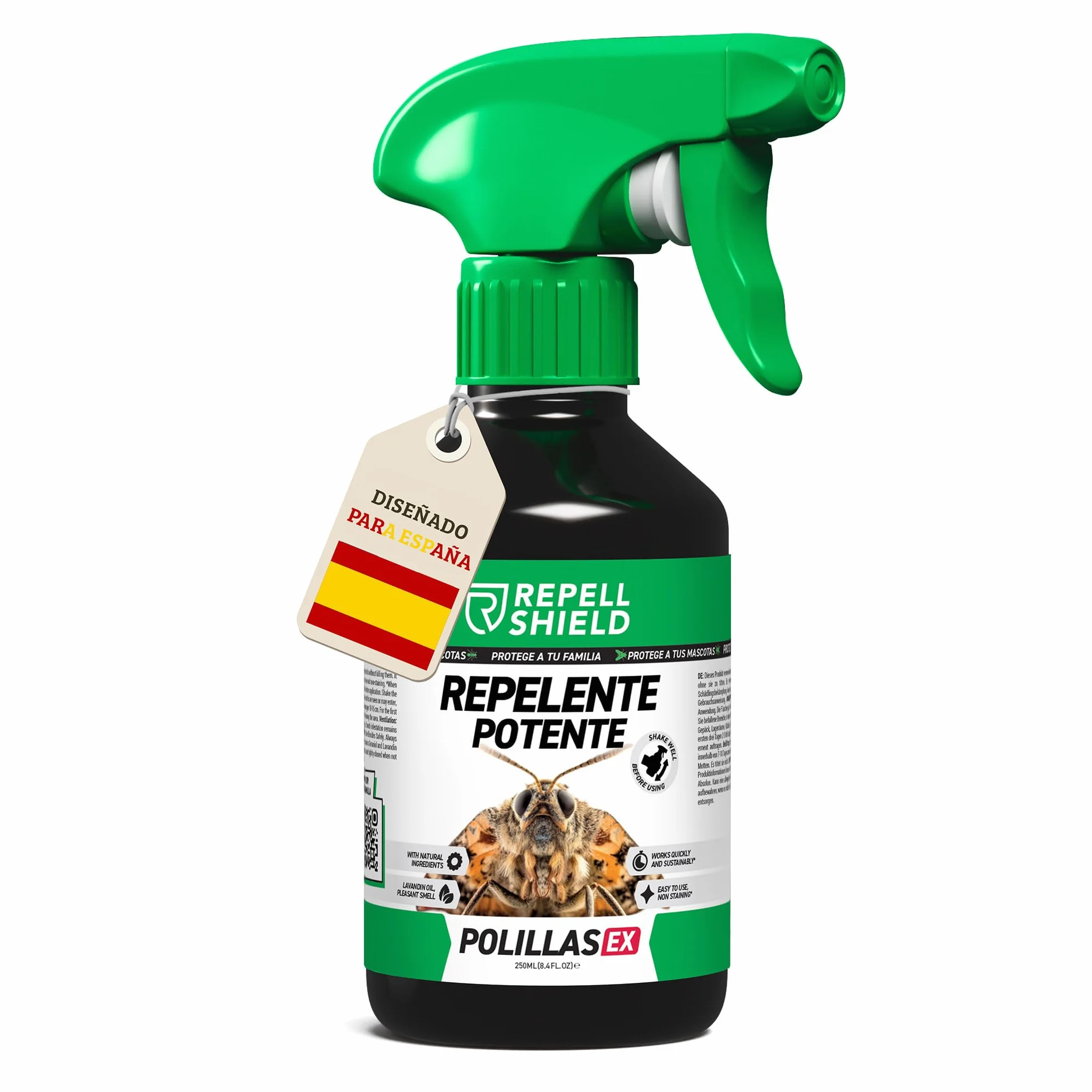 RepellShield® Spray Antipolillas para Ropa Armario y Cocina 250ml - Alternativa a Trampas Polillas