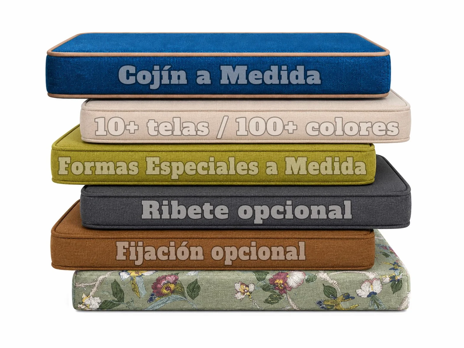 Cojines a Medida para Bancos de Madera, Palets y Sillas de Comedor | Funda Desmontable | Base Antideslizante | Grosor 4CM