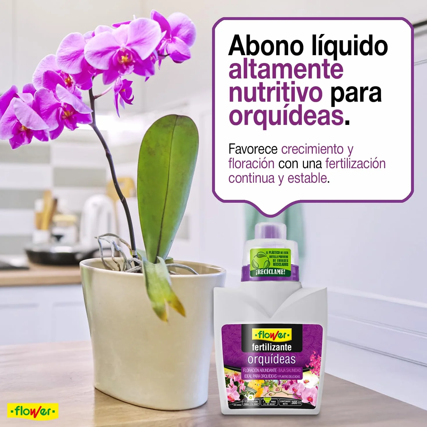 Abono Líquido Orquídeas 300 ml Fertilizante NPK 5-5-5 Micronutrientes Vitamina K3 Crecimiento Floración