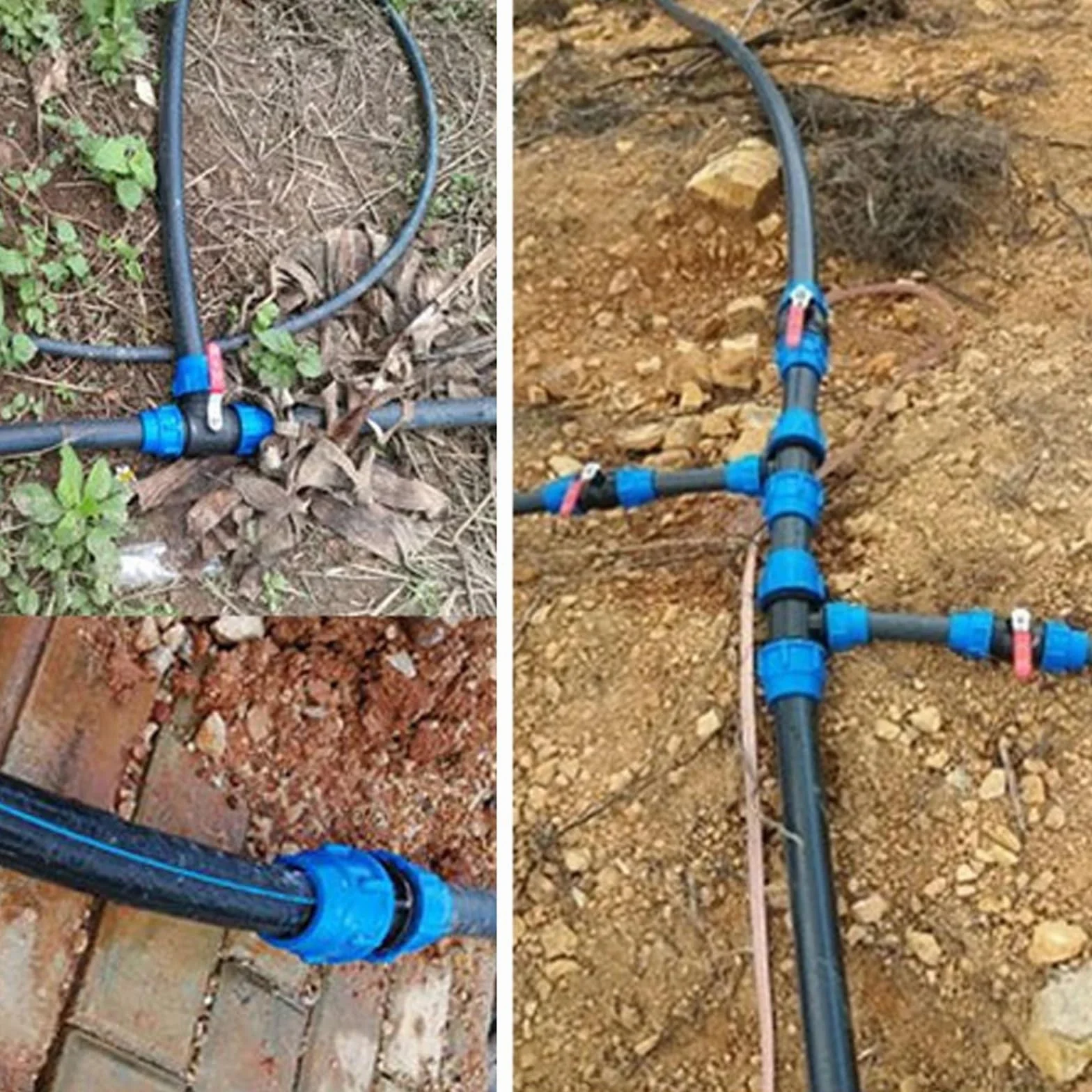 Conector de válvula rápida plástico for grifo agua, tubo PVC y PE 20/25/32/40/50 mm, for riego agrícola jardín(Metal Tee valve,20mm)