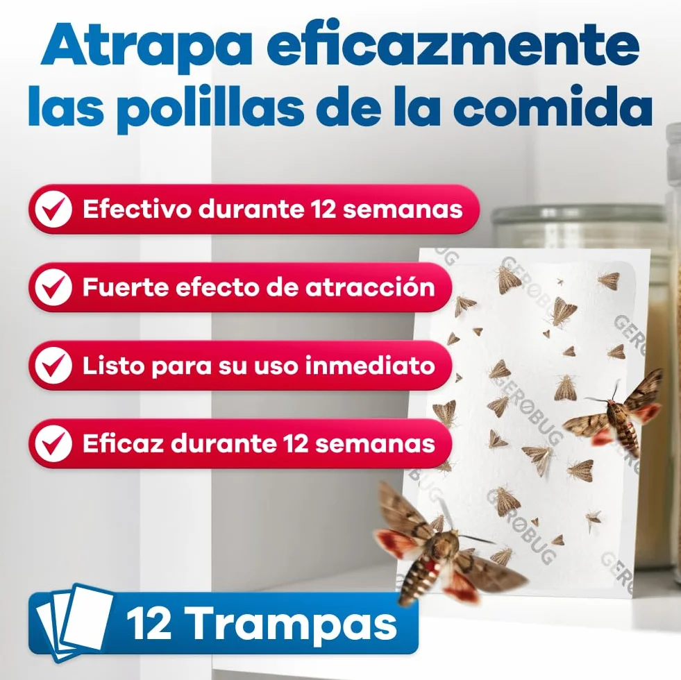 Gerobug Trampa Polillas Alimentos 10 Unidades - Trampa de feromonas para Protección de Alimentos