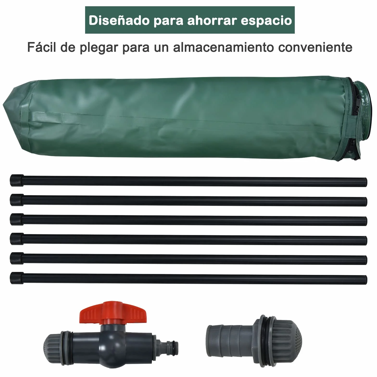 COSTWAY Barril Plegable 225 L Agua Lluvia Contenedor Agua Recogida Portátil con Filtro Válvula Desborde Red Cisterna Jardín
