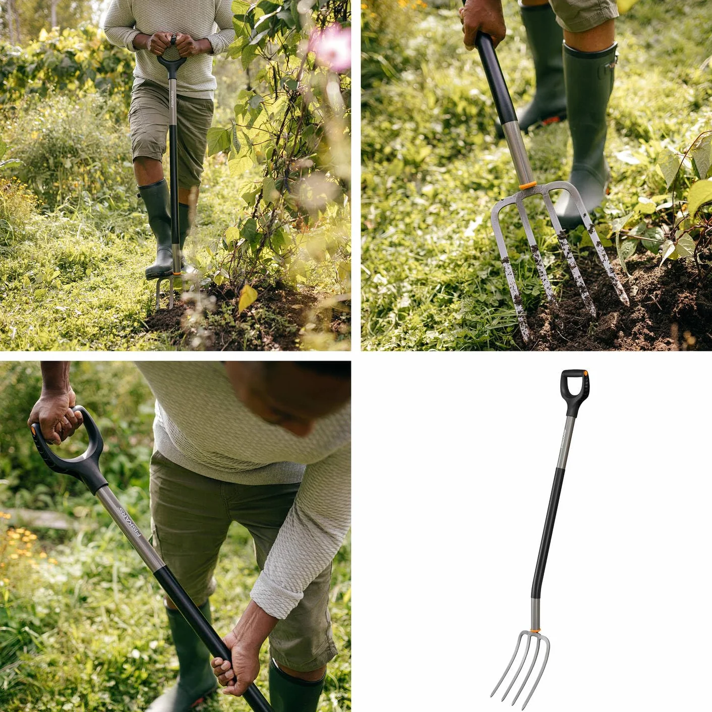 Fiskars Horca de jardín 4 púas 132 cm Acero al boro Gris/Negro