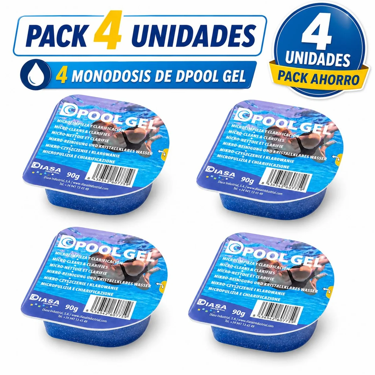 Dpool Gel Clarificante Piscinas 90g Monodosis DIASA Industrial