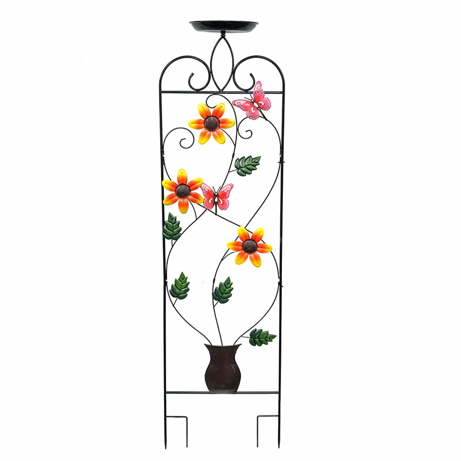 Enrejado de Jardín Estético Metálico con Bebedero para Aves | Decoración de jardín con enrejado alto para flores para , Enredaderas, Hortalizas, Parterres, Patio, Jardín, Invernadero,