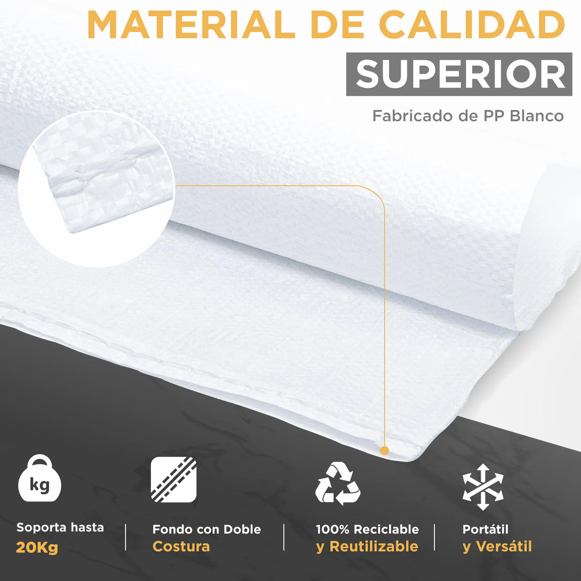 Sacos para Escombros de Obra Pack 20 - 40x60 cm - Capacidad 20 kg - Rafia