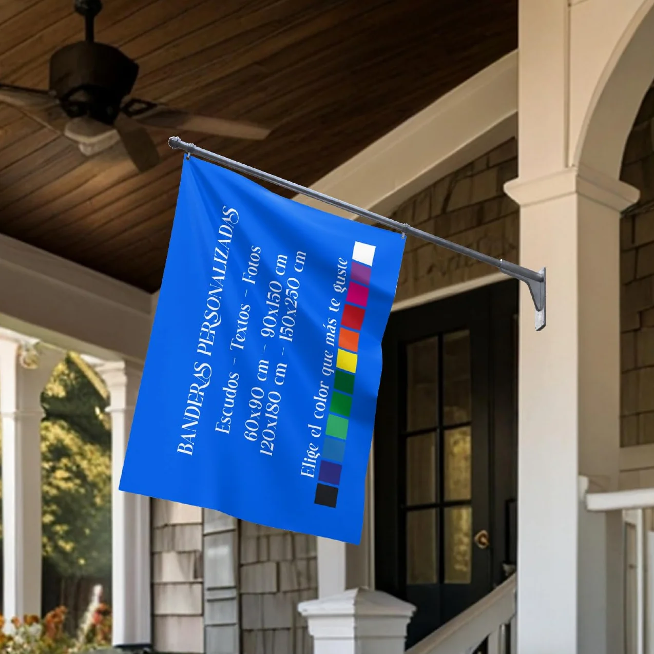 Bandera personalizada con imagen y texto 90x150 resistente a la intemperie para eventos fiestas fútbol