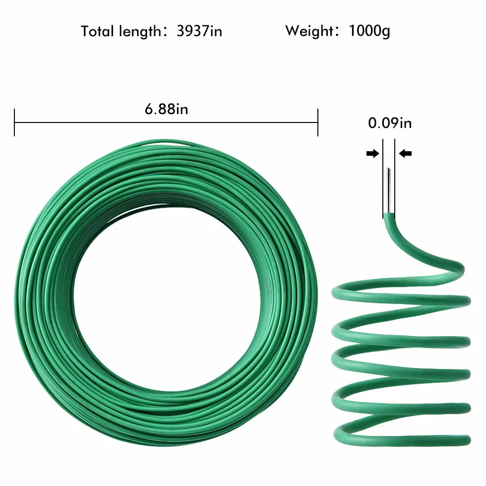 PGarden-EZ Green Soft Twist Tie Tomate Plant Tie TPR Garden Supply, para apoyar plantas y organizar el hogar (339 pies/100 metros)