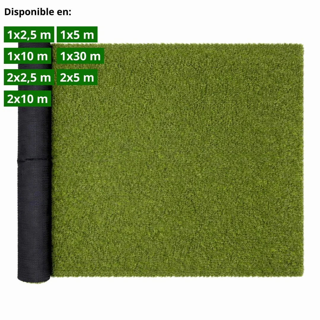 Césped Artificial Alta Densidad 7mm 2x10m Rollo Hierba Sintética con Drenaje para Jardín Terraza Piscina