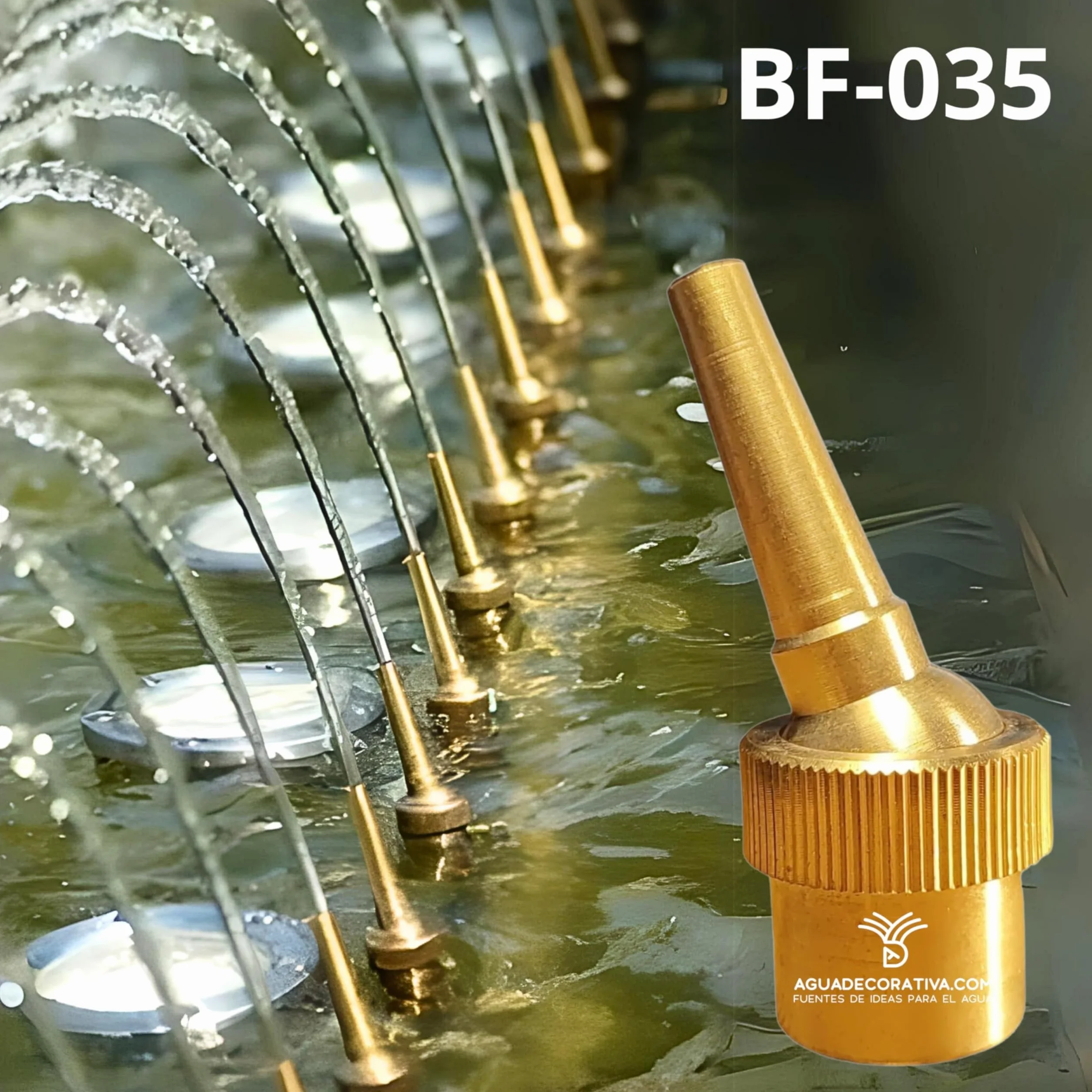 Boquillas para Fuentes de Jardín - Chorro cristalino de Lanza con rótula de 5 mm Rosca 1/2" BSSPT (Latón)