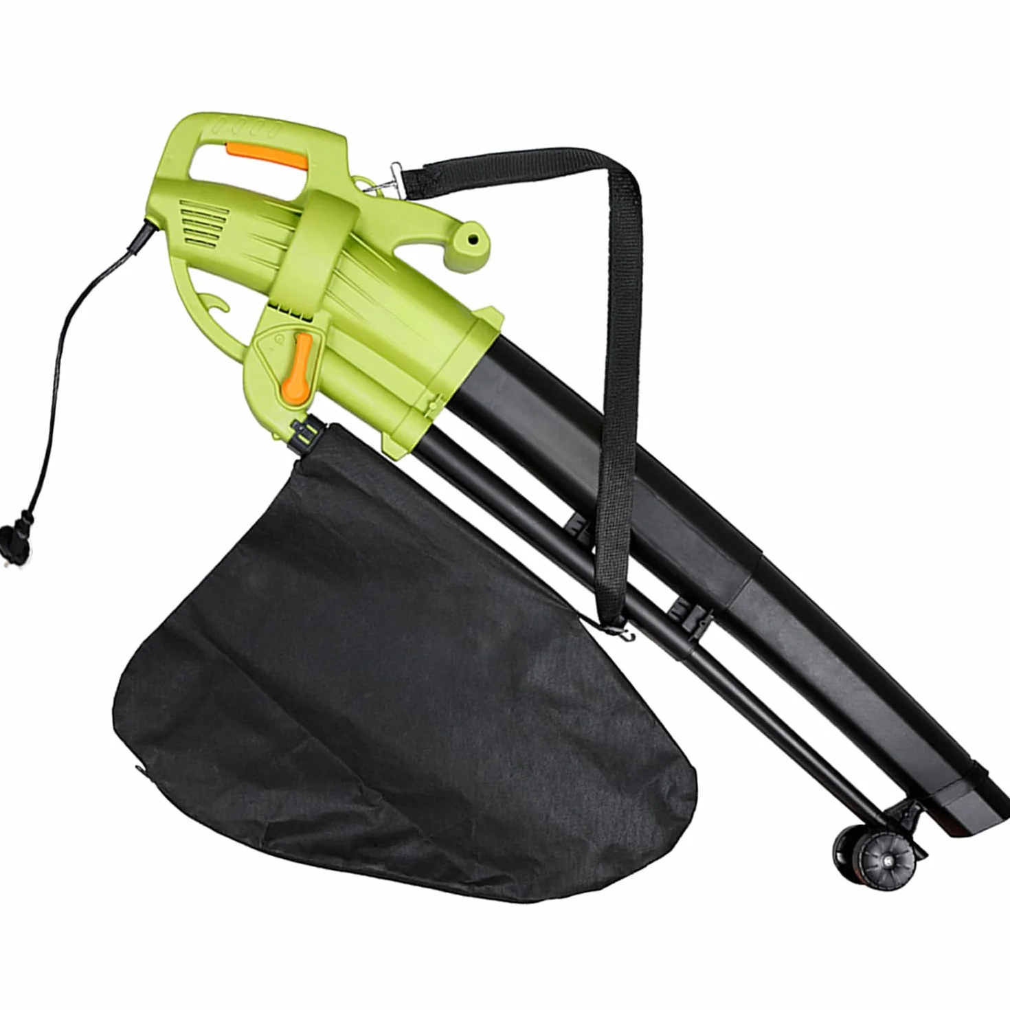 Soplador eléctrico de jardín 3 en 1 aspirador trituradora aliento hojas 3000 W 270 Km/h Con bolsa de recogida de 45 L Ruedas y bandolera Mantenimiento Jardín Espacios exteriores Patio