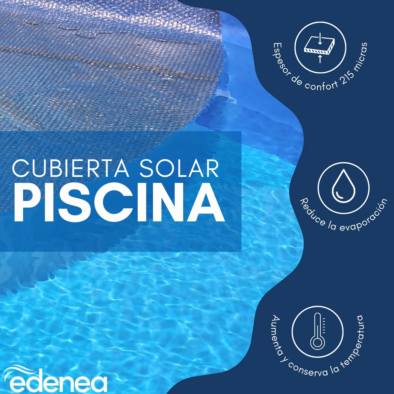 Manta Solar Ronda Ø 366 cm Cubierta Térmica 215 Micras Gris Plata Alto Rendimiento