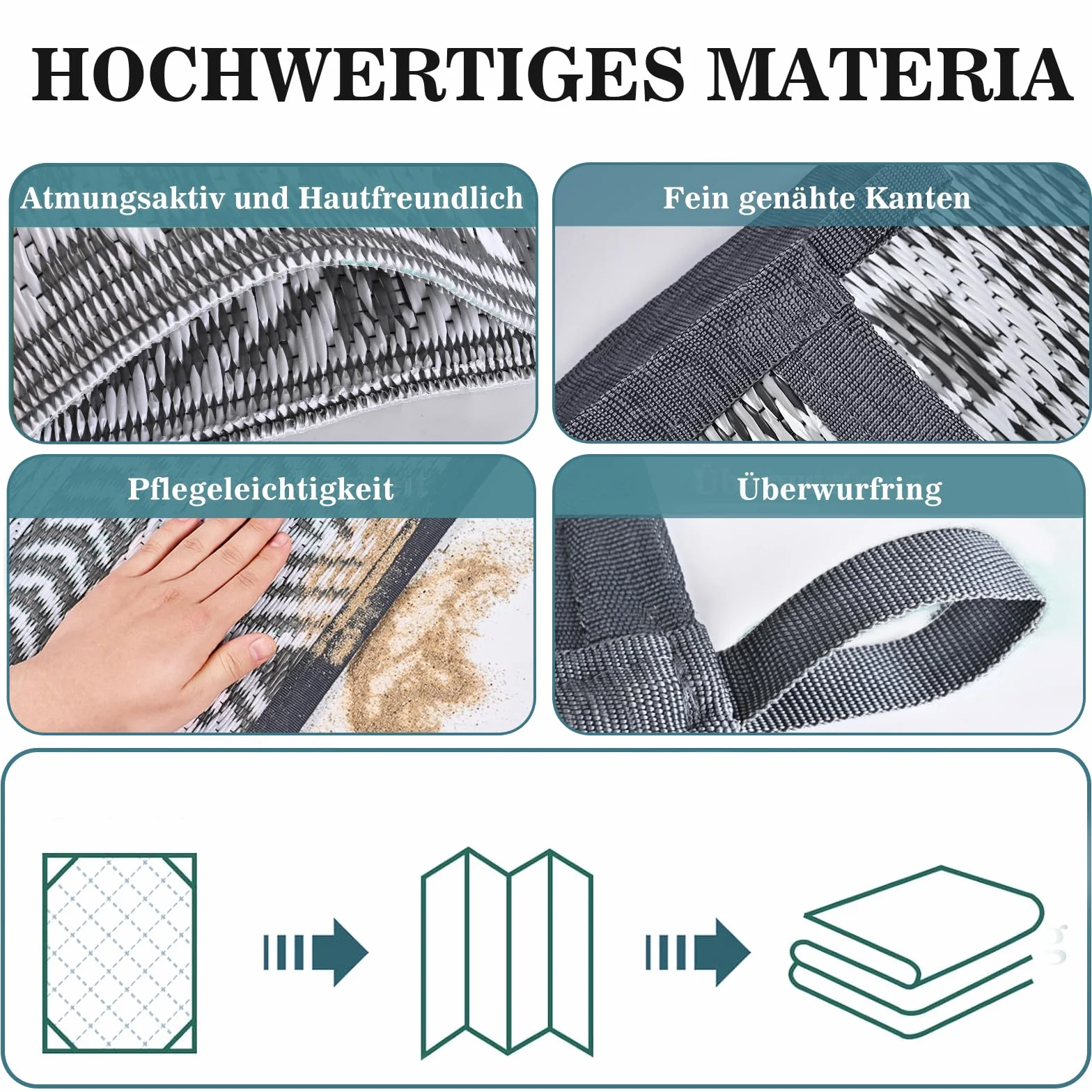Alfombra exterior Alishomtll 180 x 275 cm PP impermeable resistente UV reversible