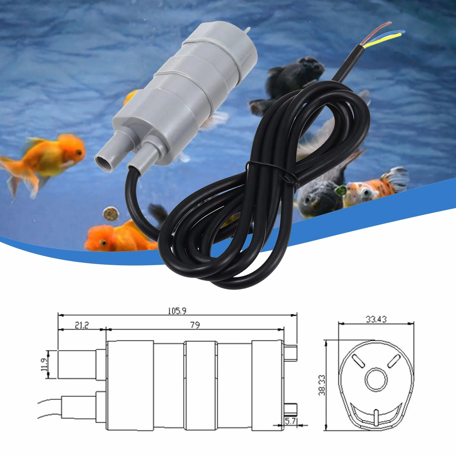 Bomba de agua sumergible 12V 840L/H 3A alto flujo Micromotor para autocaravana estanque acuario