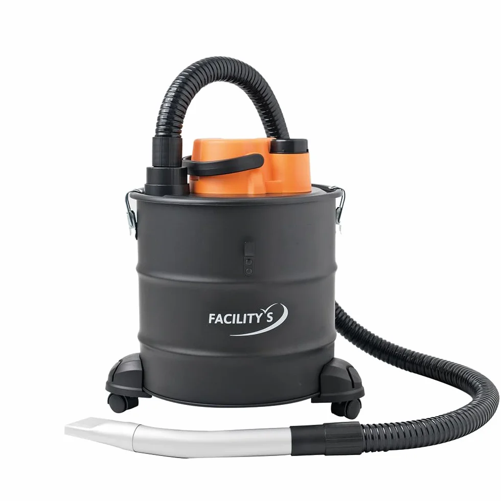 FACILITYS Aspiradora de Cenizas Calientes 1200W 18L de Metal - Aspiradora para Estufa de pellets y Chimenea, hasta 60°C con Función Soplado, Filtro HEPA Lavable