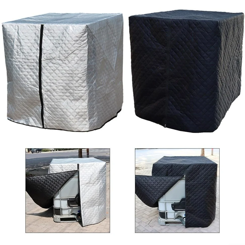 IBC - Cubierta protectora de invierno de 1000 L, con aislamiento térmico, tela Oxford, protección UV, para almacenamiento de contenedores de agua de lluvia, 120 x 100 x 116 cm (plata)