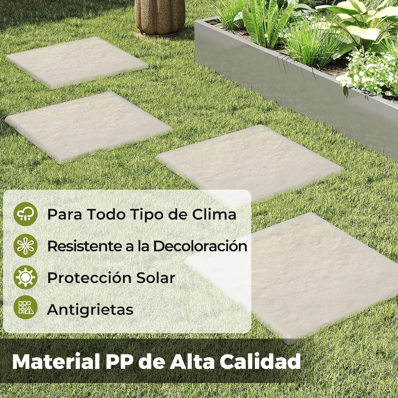 COSTWAY 16 Peldaños Piedras Decorativas para Pasarelas de Jardín, Pavimento Exterior, Beige 39,5 x 39,5 cm
