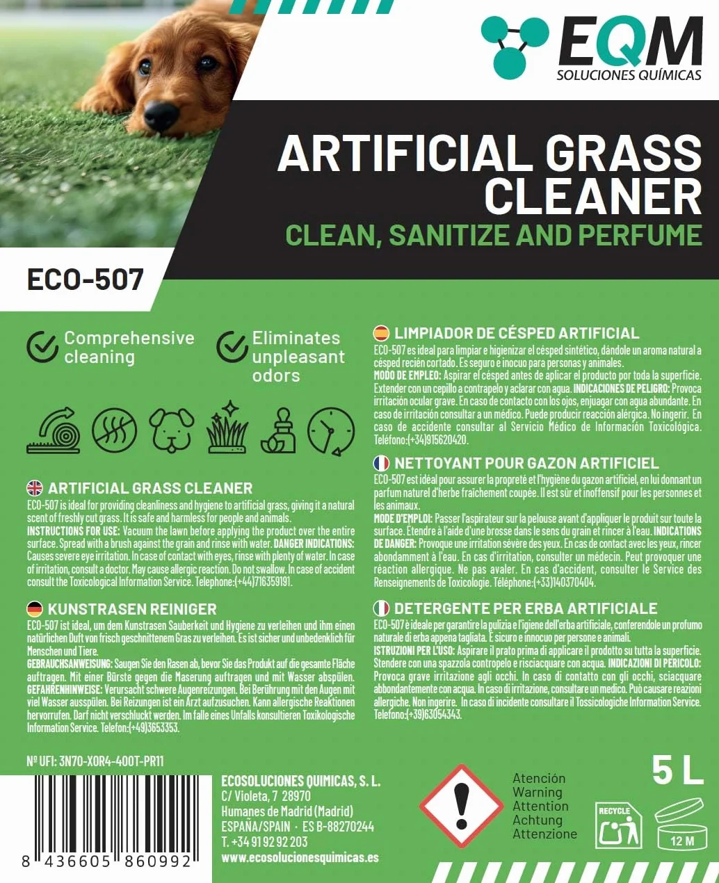 EQM ECO-507 Limpiador de Césped Artificial 5L No Tóxico