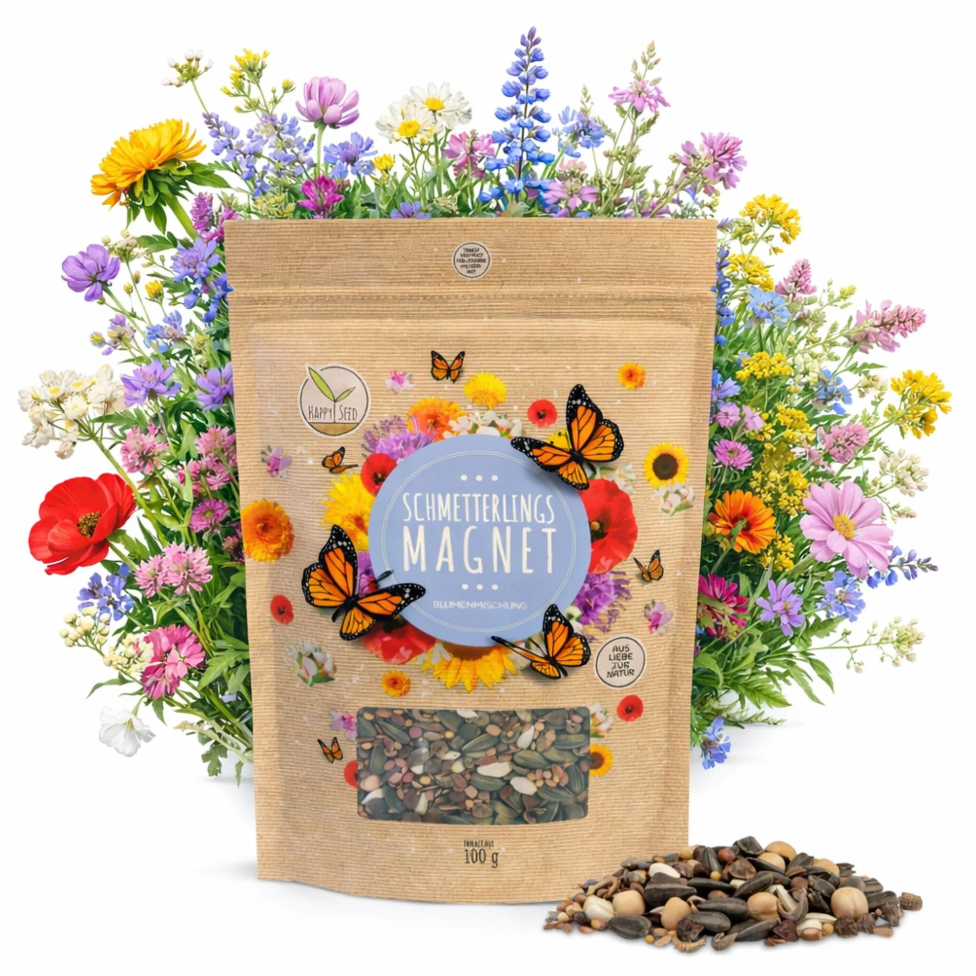 Semillas de prado de mariposas 100 g – Mezcla de flores silvestres ricas en néctar