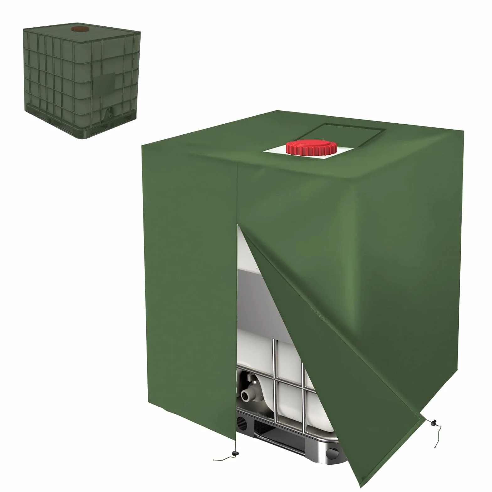 Cubierta IBC para Depósito de Agua 1000L Impermeable 420D Anti-UV 120x100x116 cm Verde