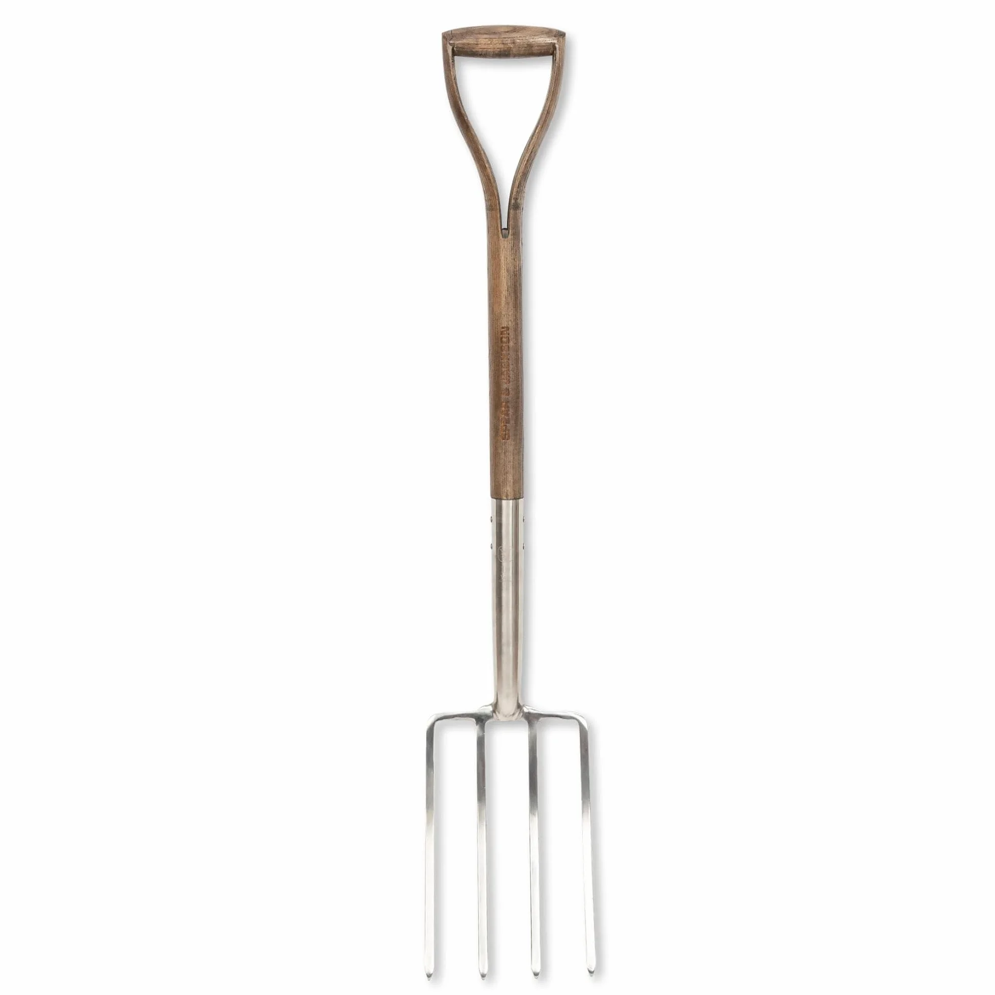 Spear & Jackson 4550DF Horca de Cavar Acero Inoxidable, Cabeza Pulida Espejo, Mango Madera Maciza