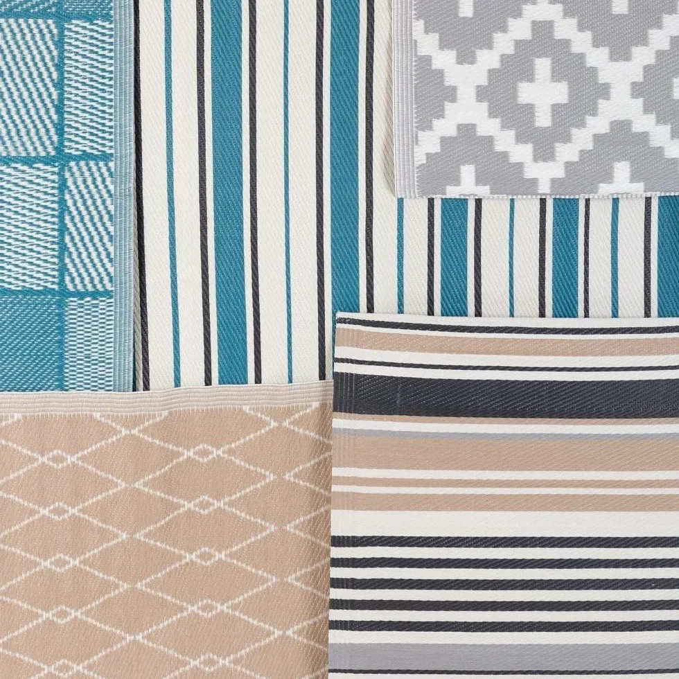 LOLAhome Alfombra jardín Rombos Paros Polipropileno Trenzado Gris 140x200 cm