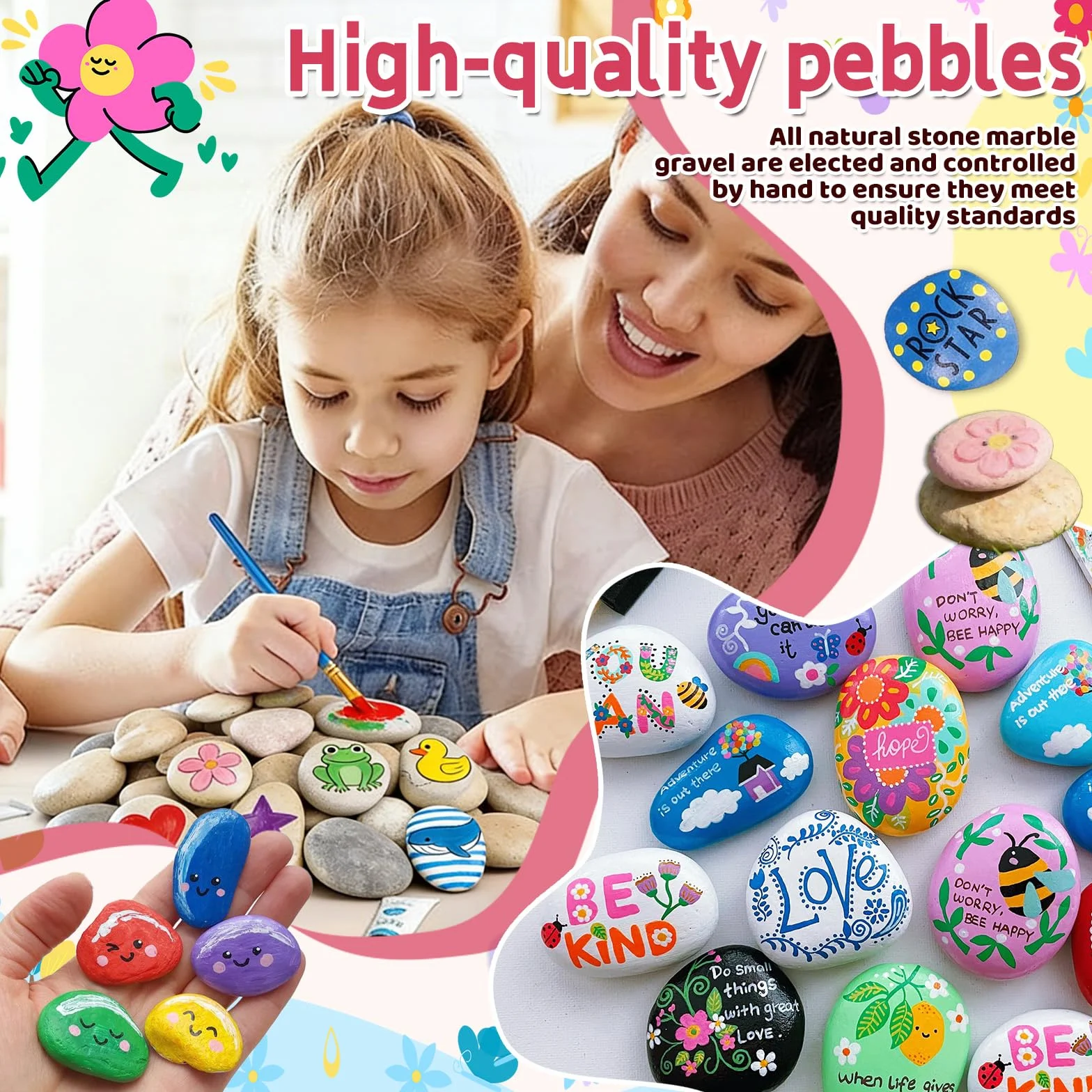 Piedras Lisas Pintar 25 Piezas Guijarros Decorativas Planas para Jardín