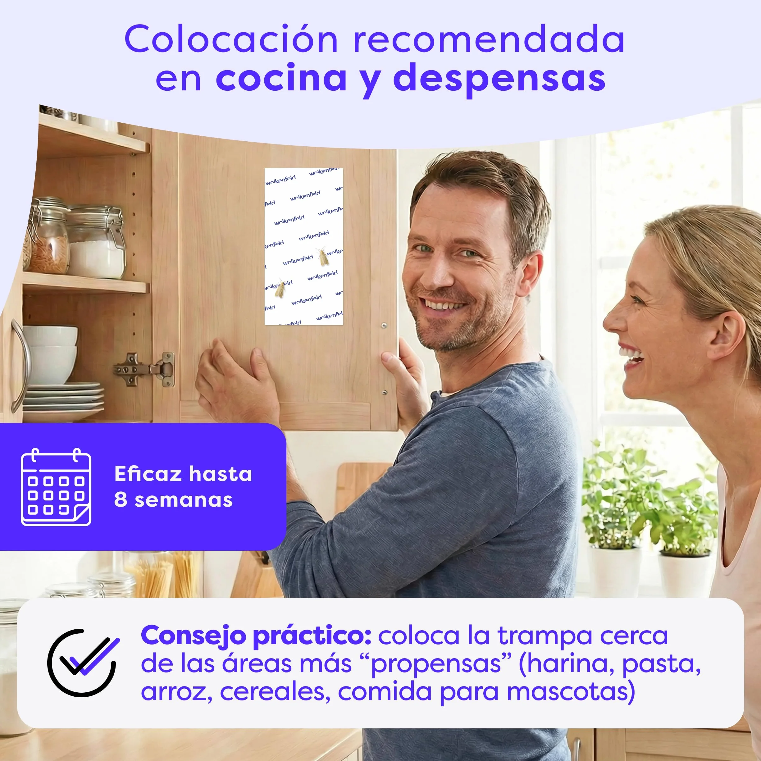Wolkenfeld Antipolillas Cocina y Despensa 10x – Trampa Feromonas Polillas Alimentos 100% Natural sin Spray Biocidas Fabricado Alemania