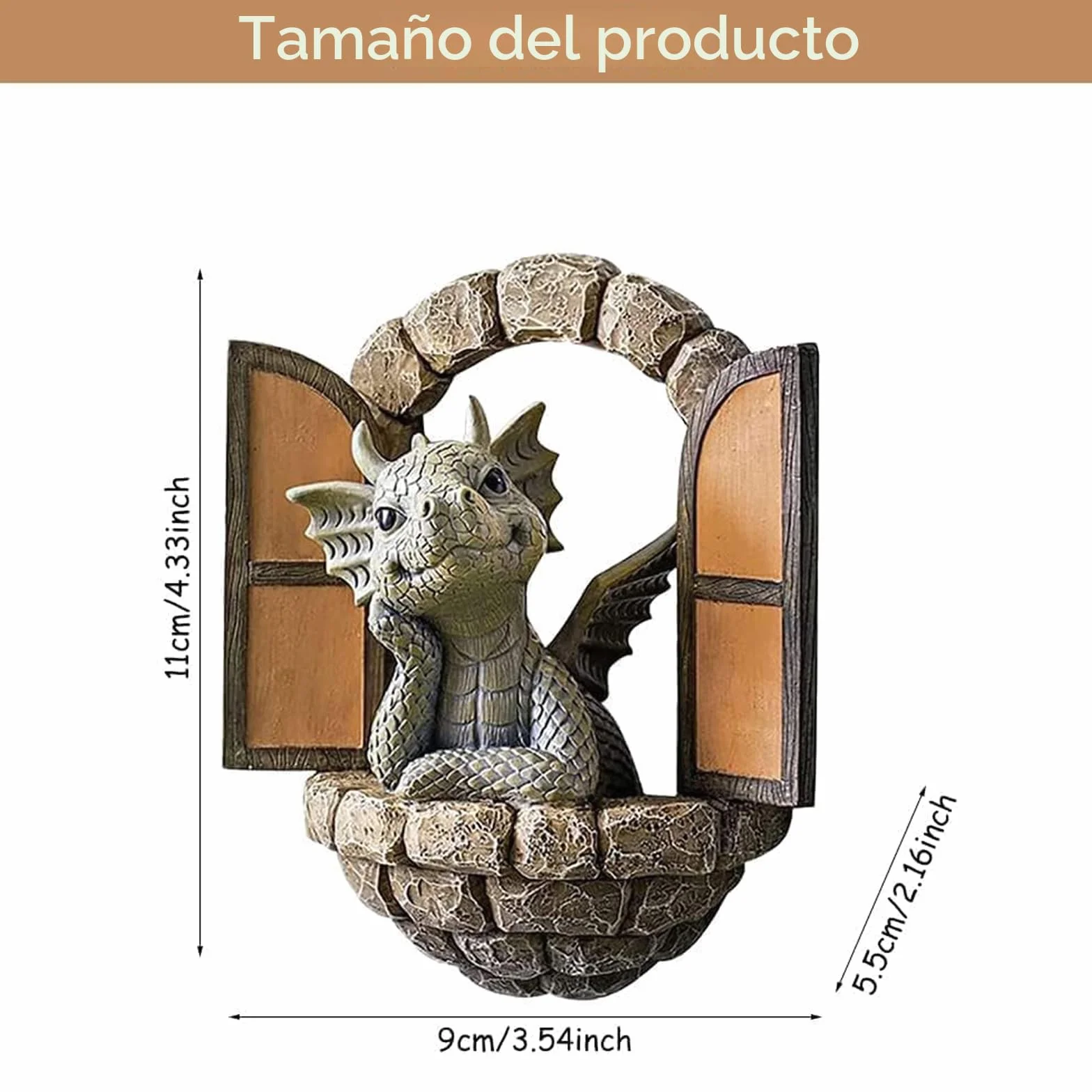 Escultura de dragón de resina para jardín, patio y pared, decoración de árbol