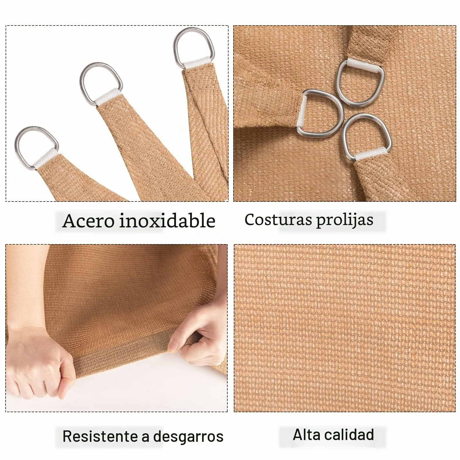 WOLTU Toldo Vela de Sombra Cuadrado 4x4 m HDPE Transpirable Anti Rayos UV Solar protección 85% Resistente Jardín Patio Exteriores Arena