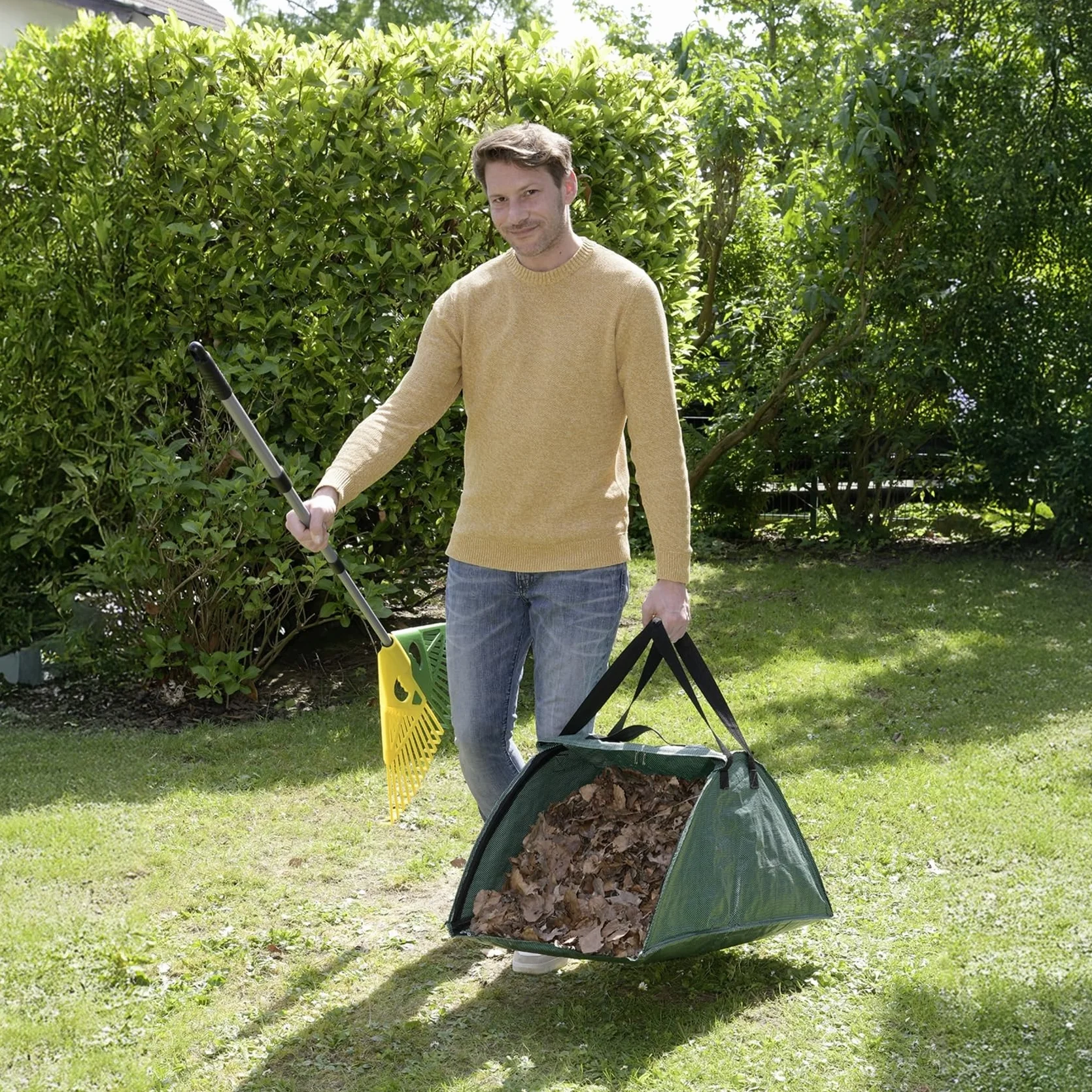 Maximex Recogedor de Hojas XL 50x35x75 cm Plástico PP Fibra de Vidrio Verde/Blanco